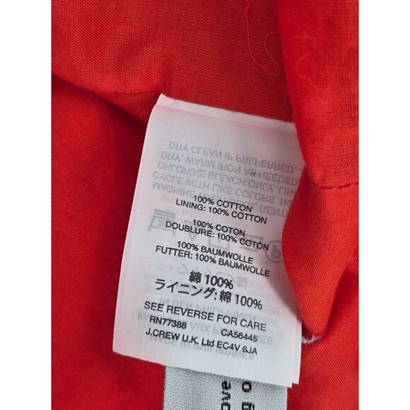 J. Crew Women Off The Shoulder Orange Cotton Babydoll Smocked Dress Size 2 - Picture 8 of 13